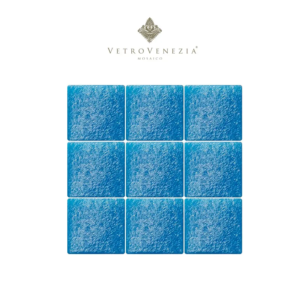 MOSAICO VETROVENEZIA COLOR AZUL CANCUN MODELO B011 2X2 CM - CAJA CON 2.14 M2
