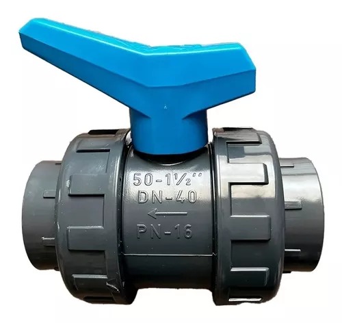 [560200] VALVULA BOLA PVC CED 80 DOBLE TUERCA 1.5"